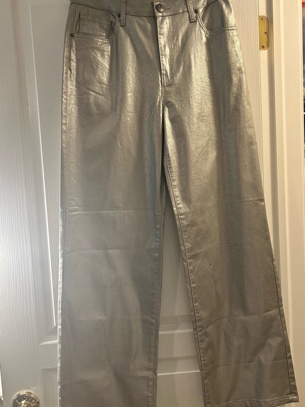 Kut from the Kloth Metallic Silver Wide-Leg Jeans